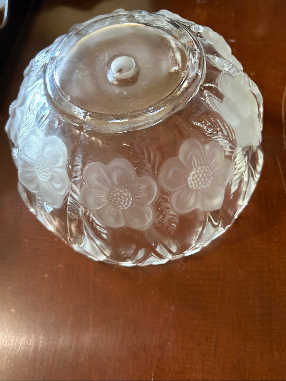 Vintage Clear Floral Etched Glass Lamp Shade Boudoir